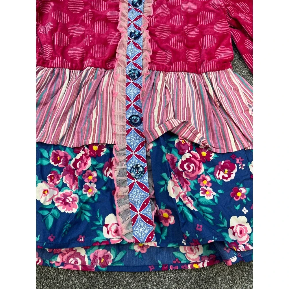 Wildflowers Matilda Jane Mixed Print Velvet Floral Tiered Tunic Dress Girls 10